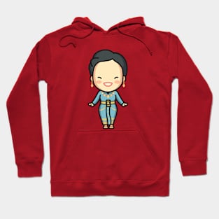 Cute Thai Woman in Traditional Clothing Cartoon Hoodie